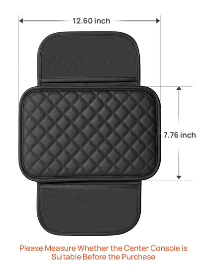 Center Console Cover with Storage Bag for SUV Sedan Car (Black / 12.6" x 7.75" x 0.66")