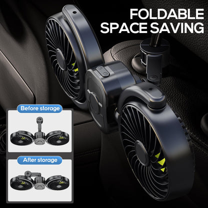Rechargeable Car Fan for Backseat (Large / Green (Rechargeable))