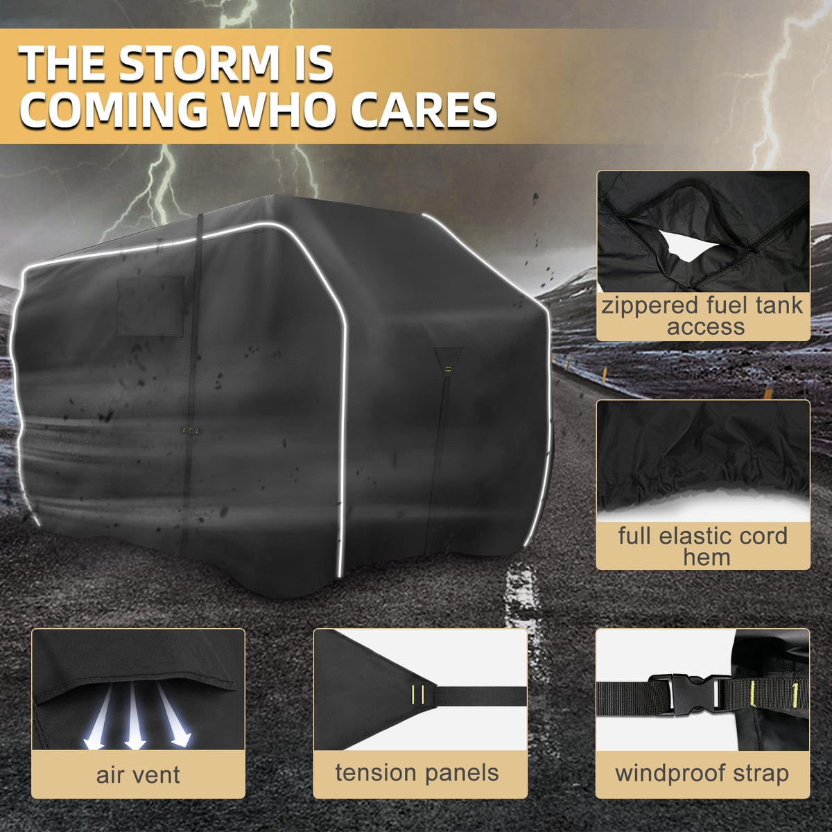 600D ATV Cover 4 Wheeler Covers Outdoor Storage 95" L * 50"W * 48" H (95"L x 50W" x 48"H / black)
