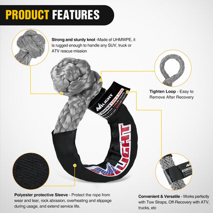 2PCS Synthetic Soft Shackles 1 (2Pcs 1/2in x 24in Soft Shackles Grey)