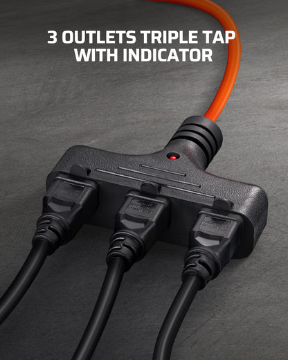 30FT Extension Cord Reel (Black/Orange-orange Cord)