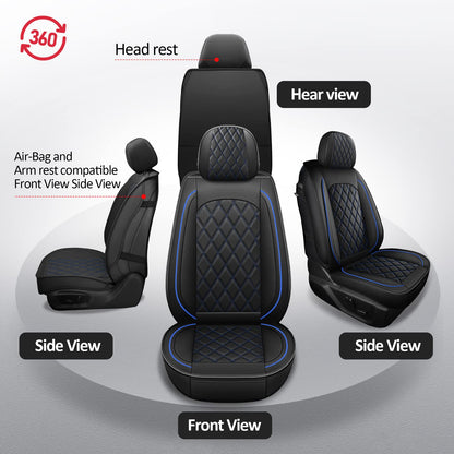 Dodge Ram Seat Covers Full Set For 2009 (Black and Blue / Full Set (Flat Back))