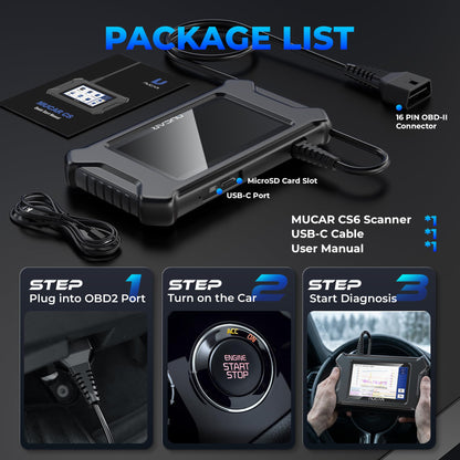 CS6 OBD2 Scanner Diagnostic Tool (Black)