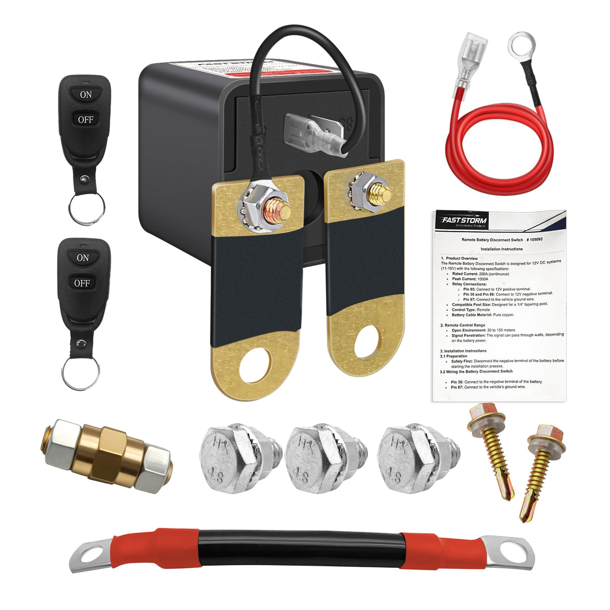 3 8" Side Post Remote Battery Disconnect Switch 12V (200A 3/8"Side Post Remote Disconnect Switch)