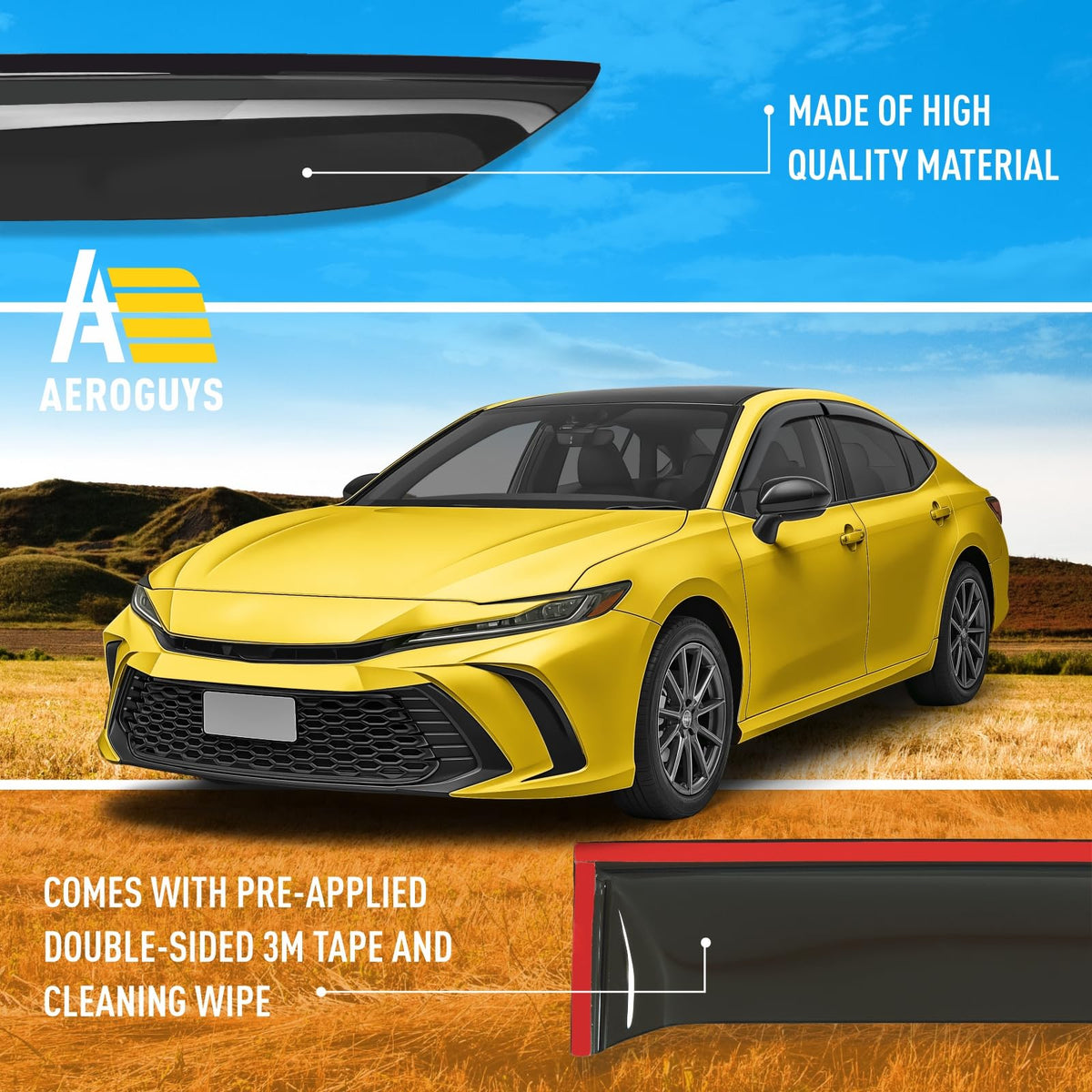 Extra Durable Window Deflectors Tape (For Toyota Camry 21-27 Sedan)