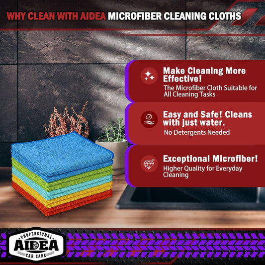 Microfiber Cleaning Cloth 10PK (Yellow Blue Green / 10PK)