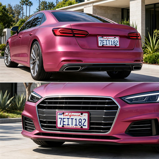 4 Holes Stainless Steel License Plate Frames (Hot Pink)