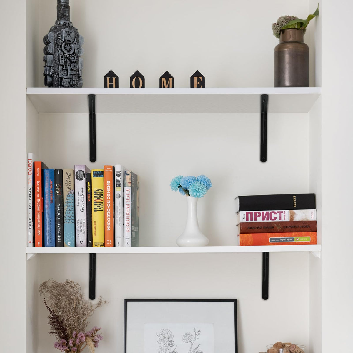 24 Pack L6 x H 4" Black Heavy Duty Shelf Brackets with Screws Metal Shelf Brackets Shelf Support Angle Brackets for Shelves L Brackets Heavy Duty Floating Shelf (24 Pack-Black / 6''x4'')