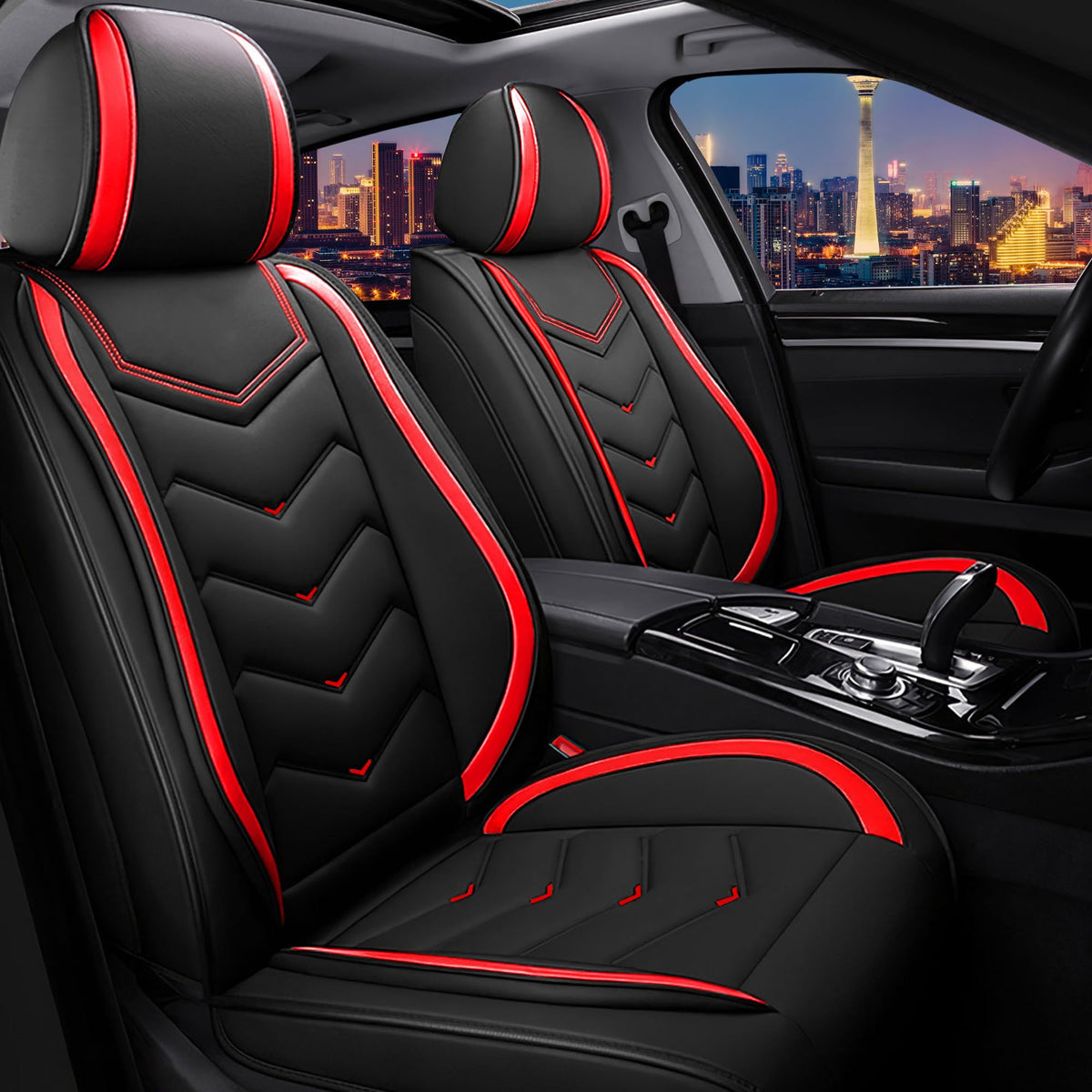 Car Seat Covers for Chrysler Pacifica 2004 (Black Red / 2 Pcs Front)