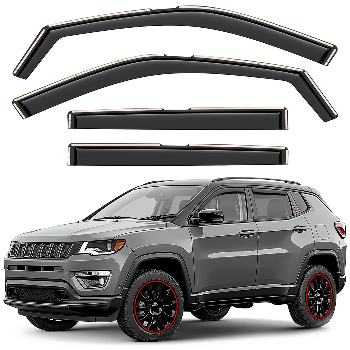 Window Deflectors Smoke Tinted In (For Compass 17-27)