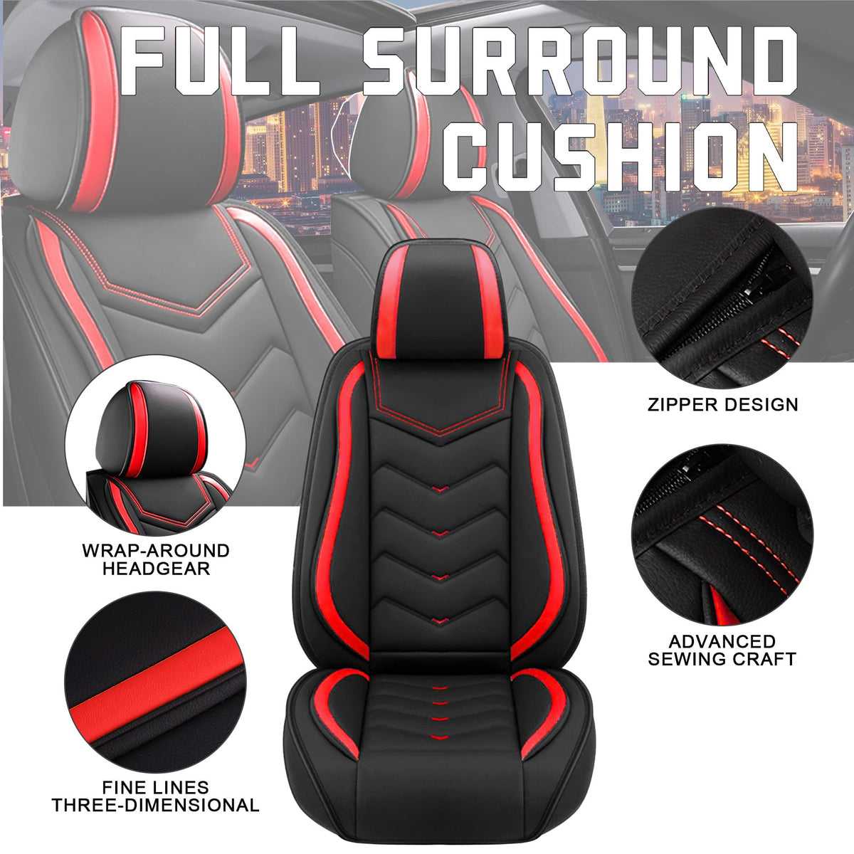 Car Seat Covers for Chrysler Pacifica 2004 (Black Red / 2 Pcs Front)