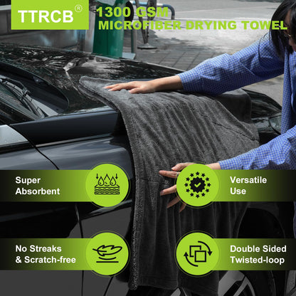 2 Pack 1300 GSM Car Drying Towels (Grey / 36" x 24" & 36" x 24")