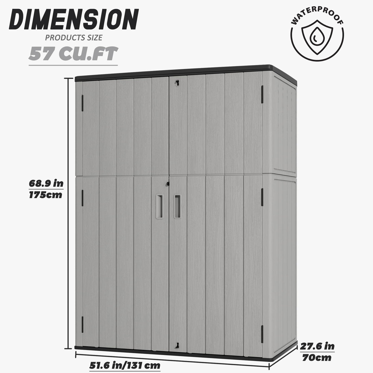 Outdoor Vertical Storage Sheds (Gray / 57Cu.ft)