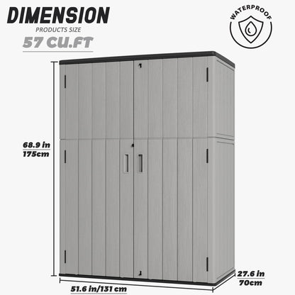 Outdoor Vertical Storage Sheds (Gray / 57Cu.ft)