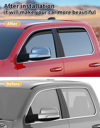 Window Visors Rain Guards for Dodge RAM 1500 Crew Cab 2019 (Fit for 2019-2027 Dodge Ram 1500 Crew Cab)