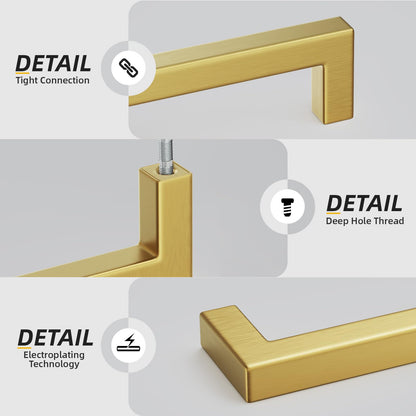 35 Pack 3-3/4 In Gold Cabinet Handles Brushed Brass Drawer Pulls (Gold / 3-3/4 Inch Hole Centers)