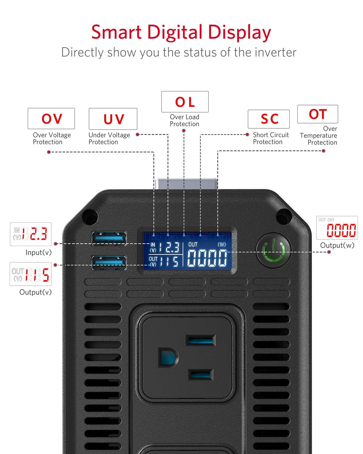 1200 Watt Power Inverter (Grey)