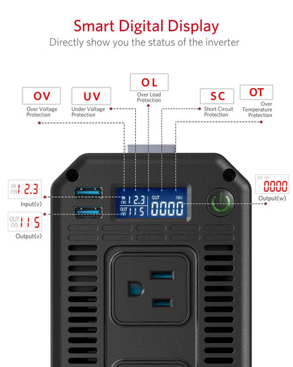 1200 Watt Power Inverter (Grey)