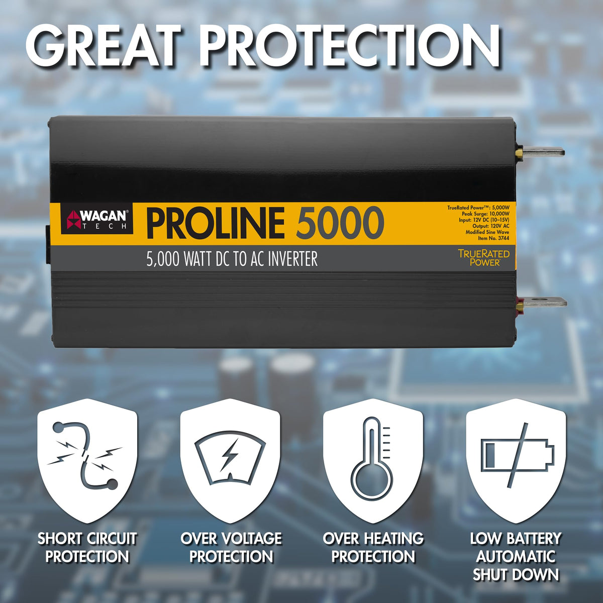 EL3744 12V 5000 Watt Power Inverter with Remote Control 10000W Peak (5000W - 12V)