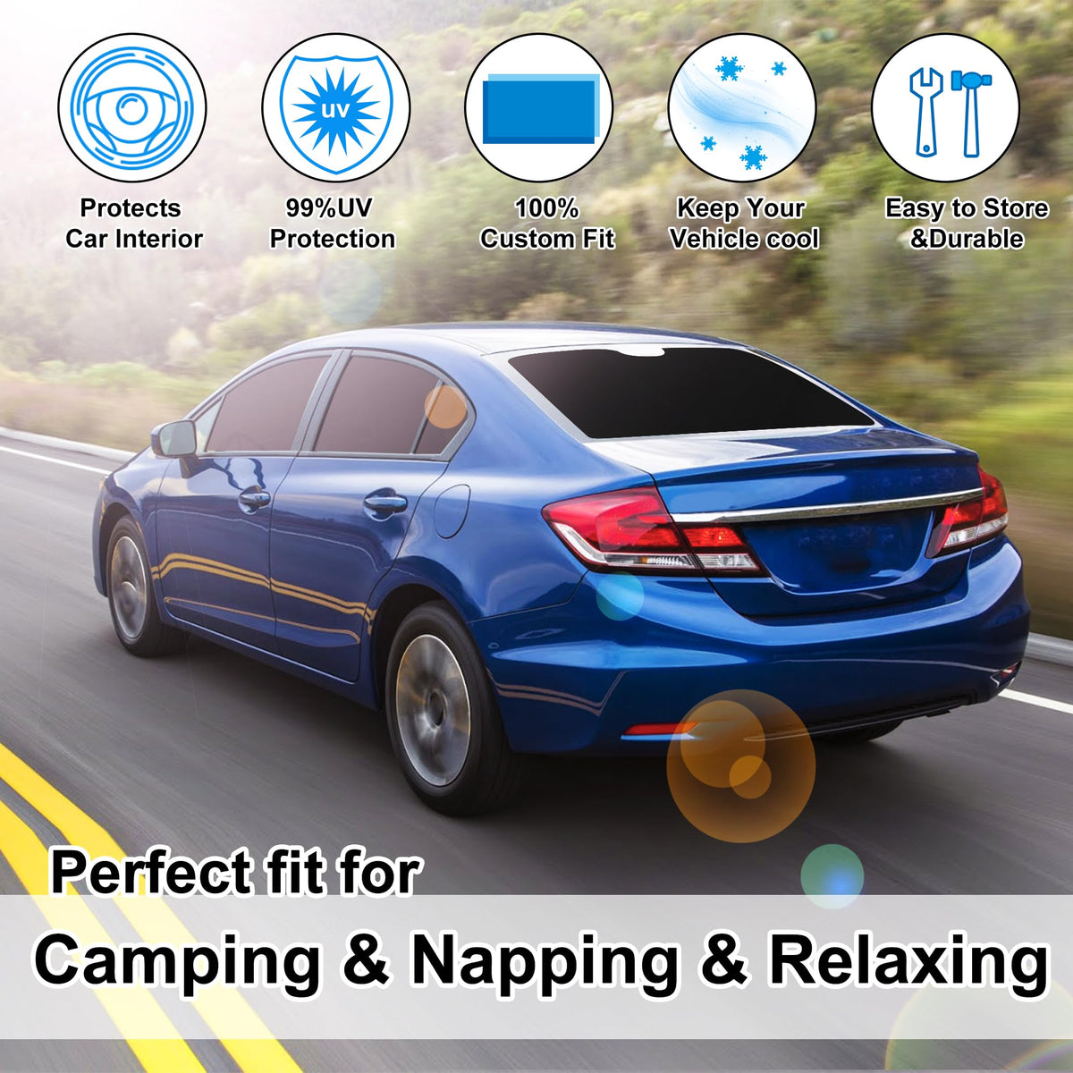 Window Shades for Honda Civic 2012 2013 2014 2015 6PCS Accessories Car Side Full Windows Windshield Sun Shade Sun UV Rays & Privacy Protection for Camping
