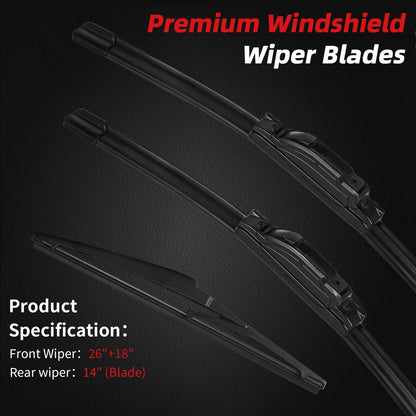 Windshield Wiper Blades Replacement for Jeep Cherokee 2014 (26"+18"+14" Cherokee)