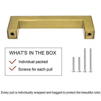 20 Pack 5 Inch Gold Cabinet Handles Brushed Brass Drawer Pulls (Gold / 5 Inch Hole Centers)