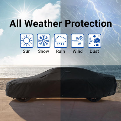 Car Waterproof Cover for 2024 (33. Mustang Grande 1973 / Black / Gray (Stripe))
