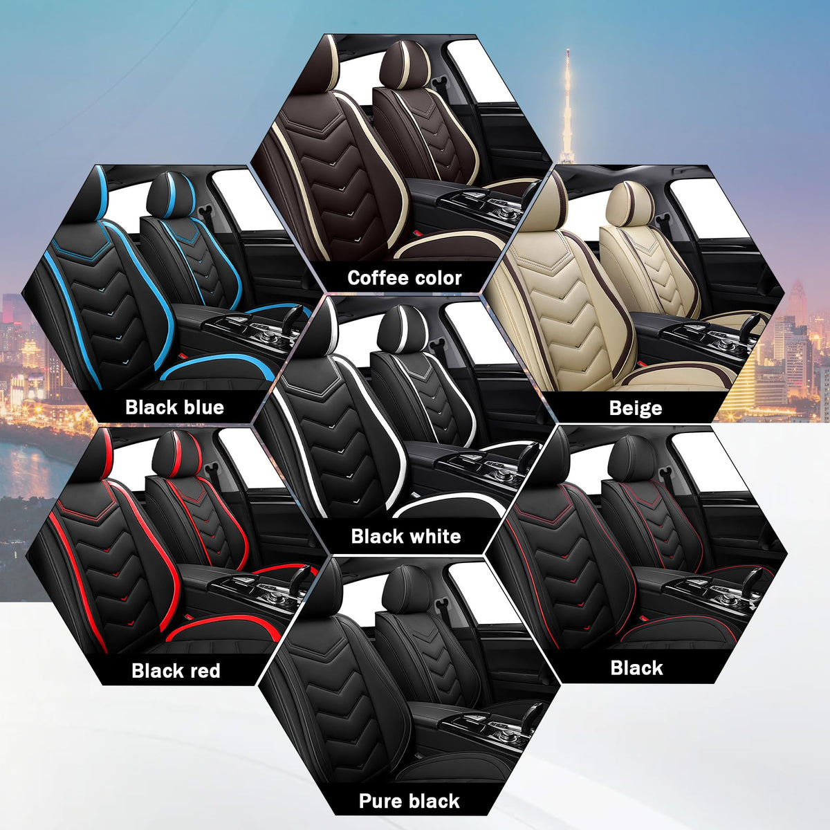 Car Seat Covers for Chrysler Pacifica 2004 (Black Blue / 2 Pcs Front)