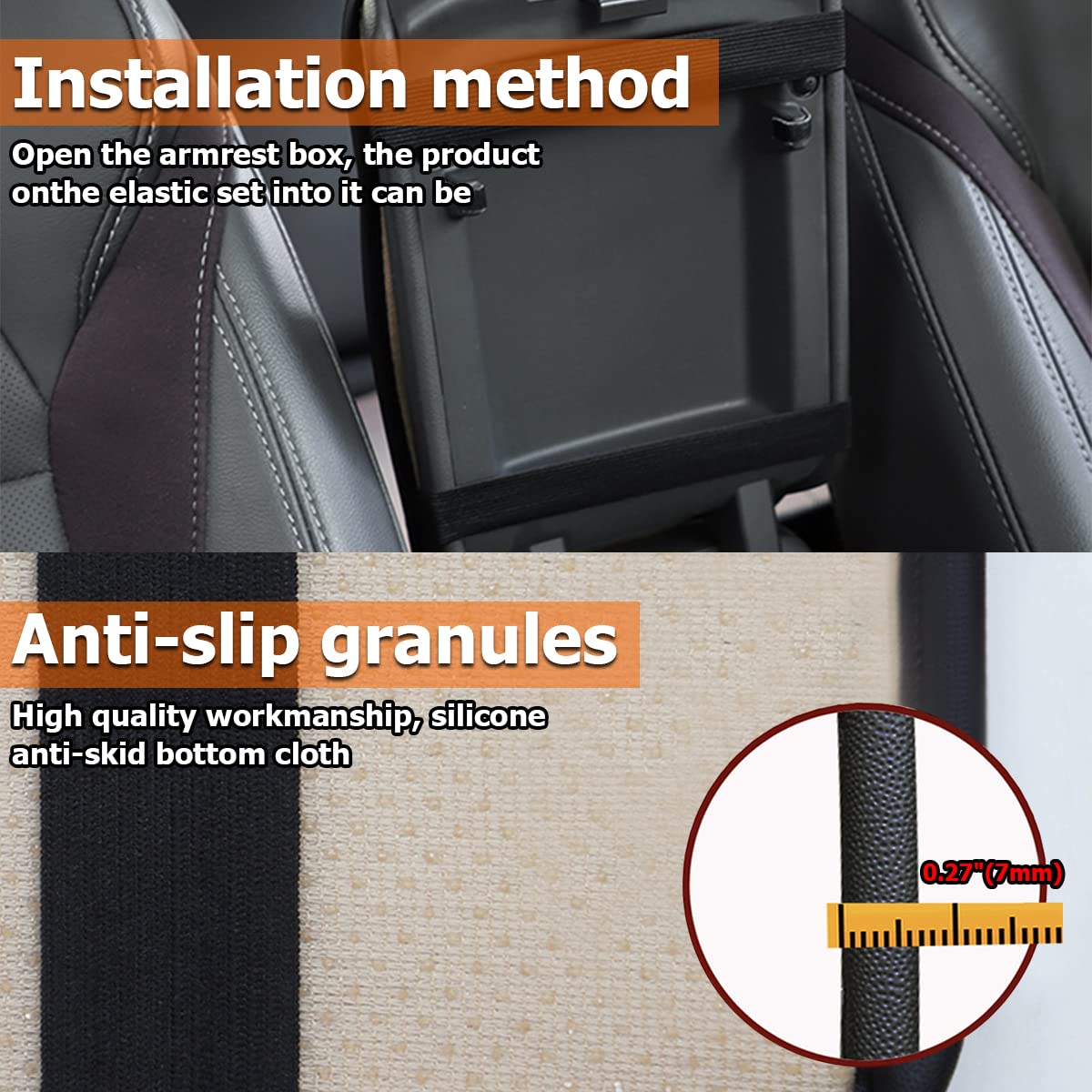 Car Center Console Pad (No Side Storage Pocket / Yellow)
