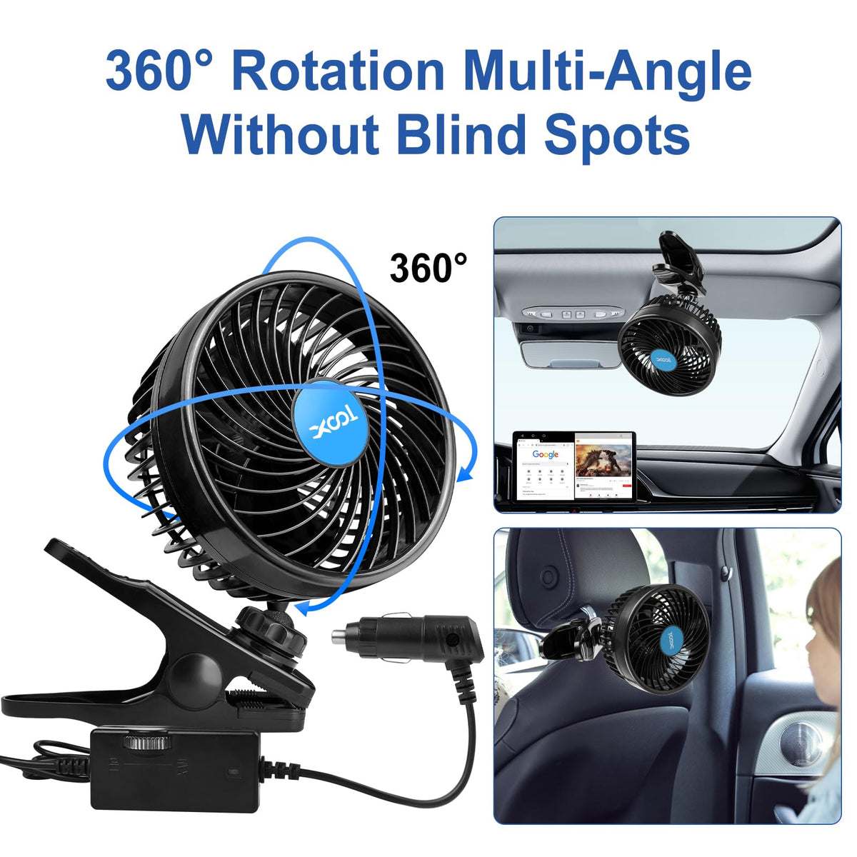 12V 6'' Car Fan (Cigarette Single Fan - Clip)