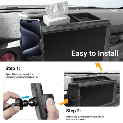 Car Phone Holder with Dashboard Storage Box for Toyota Tacoma 2024 2025 2026 & 4Runner 2025 2026 2027 Accessories (Car Phone Holder with Dash Organizer)