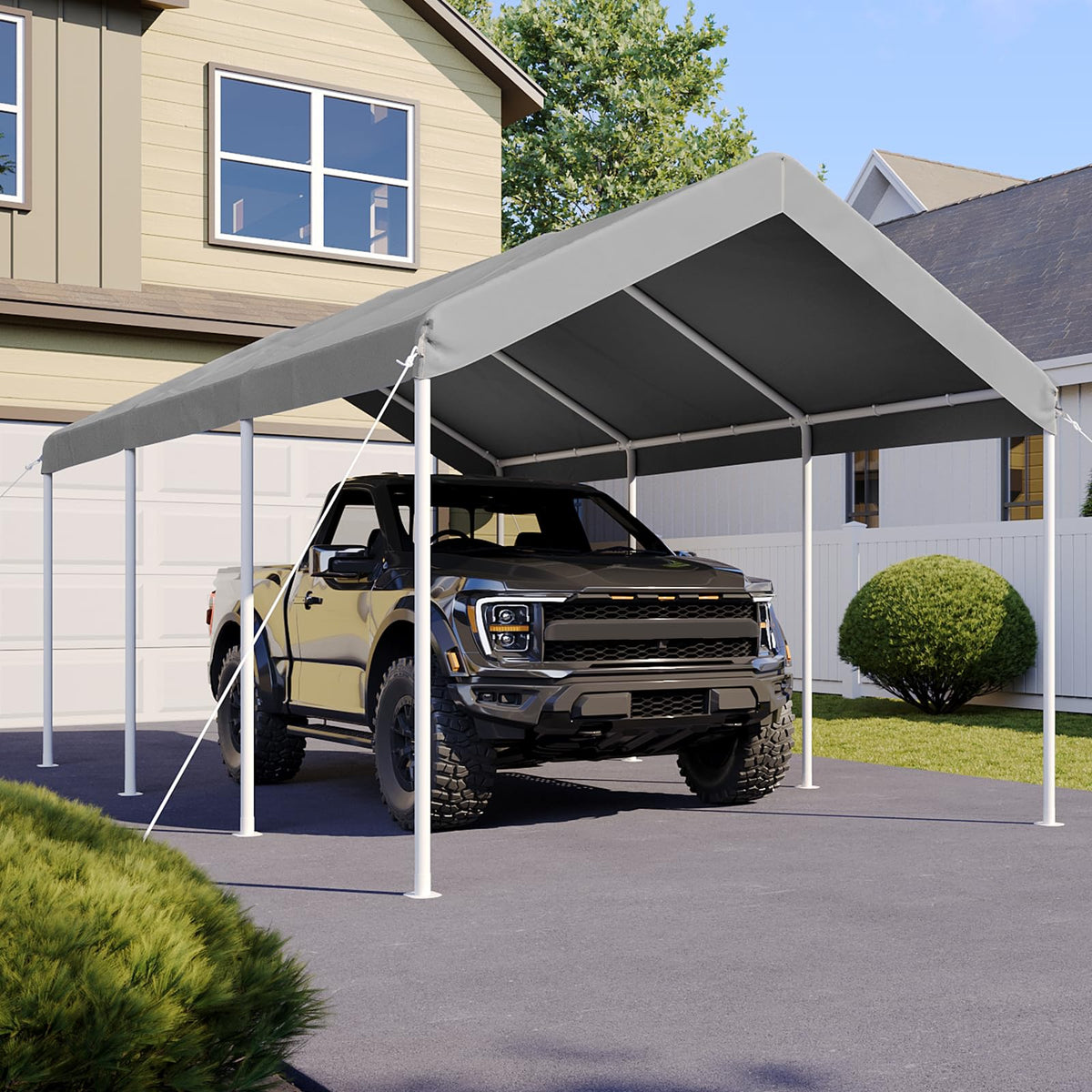 10x20 FT Carport (Gray / 10x20ft)