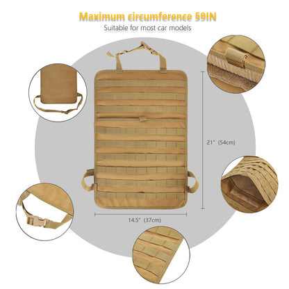 Universal Tactical Seat Back Organizer Vehicle Molle Panel Organizer Storage Bag with 5 Detachable Molle Pouch for All Vehicel Such as Jeep (A model-Khaki)