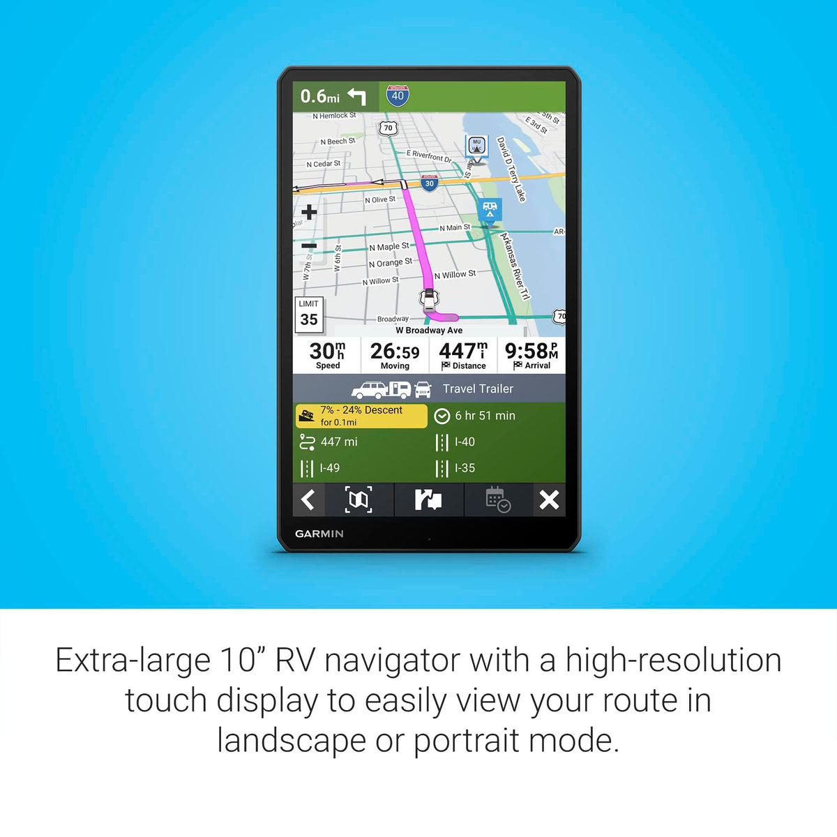 RV 1095 10” GPS RV Navigator