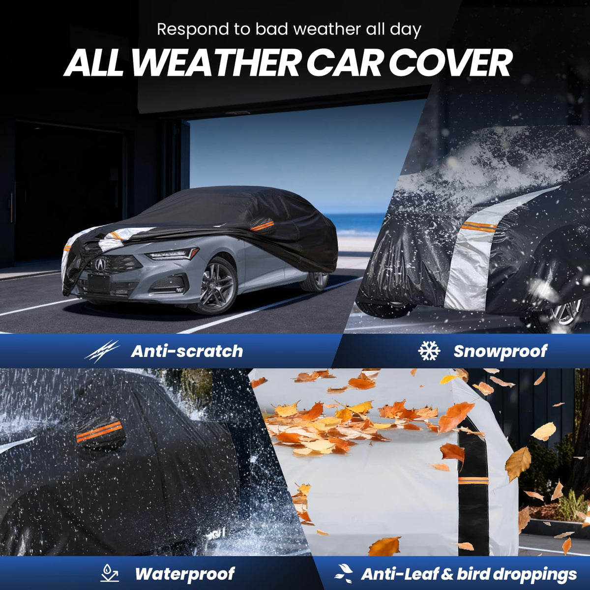 Multi Layer Car Cover Custom Fit for Acura TLX (Custom Fit Acura TLX / Sedan car cover)