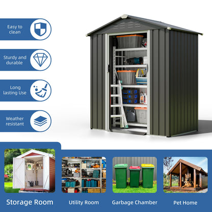 JY QAQA 5x3 FT Metal Outdoor Garden Storage Shed
