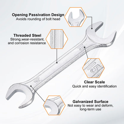 14x15mm Double Open End Wrench 15° Offset Angle Wrenches (14mm x 15mm)