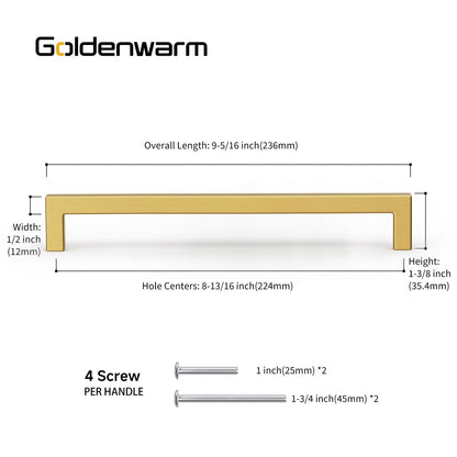 20 Pack Gold Cabinet Handles 8 (Gold / 8-4/5 inch Hole Centers)