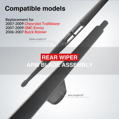 Rear Wiper Arm Blade Kit for Chevrolet Trailblazer 2007 (20"+14")