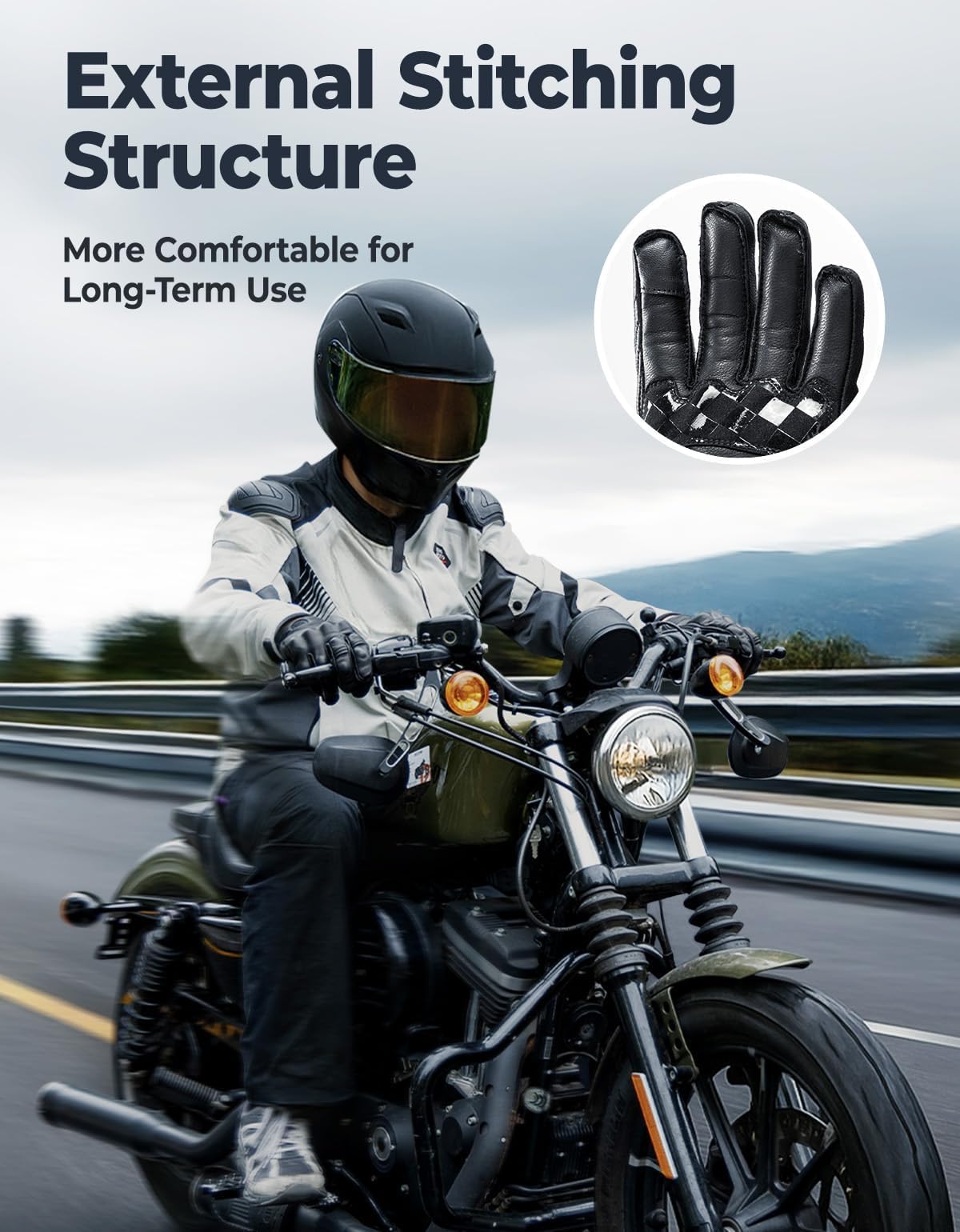 Motorcycle Gloves (Black / Large)