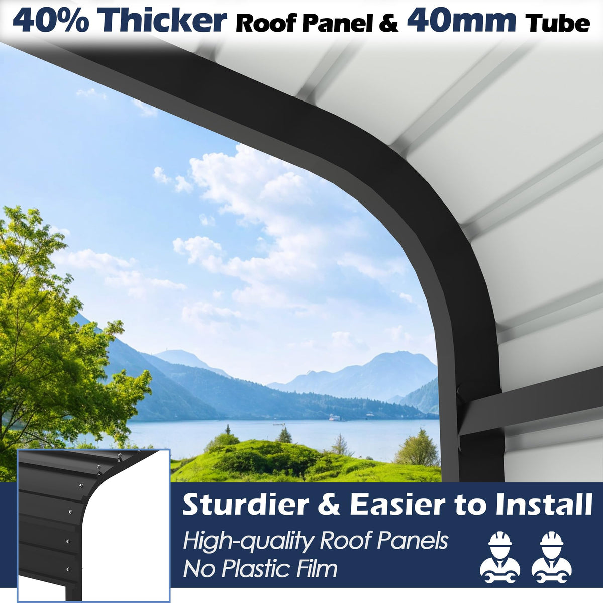 Metal Carport (12x25 FT Black)