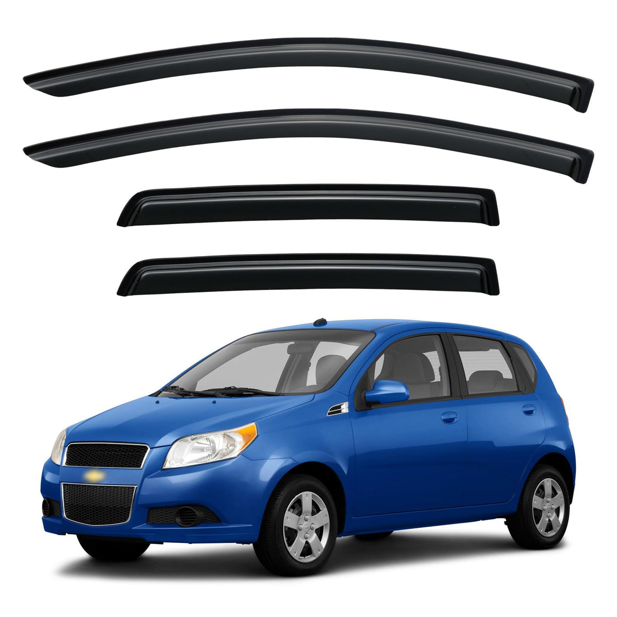 Window Visors Rain Guards for 2007 (2007-2011 Chevy Aveo Hatchback)