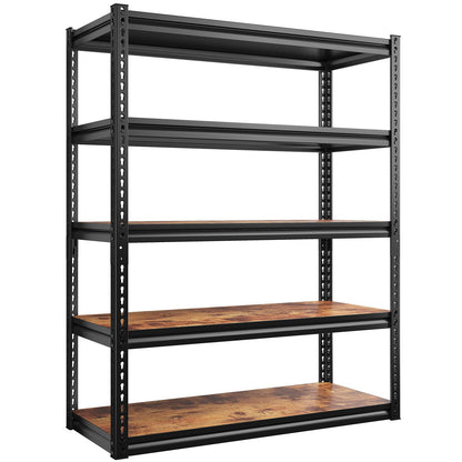 Storage Shelves With Thickened MDF Wood for House Pantry Organizer (R2-33.9"Wx15.4"Dx65.8"H,Black)