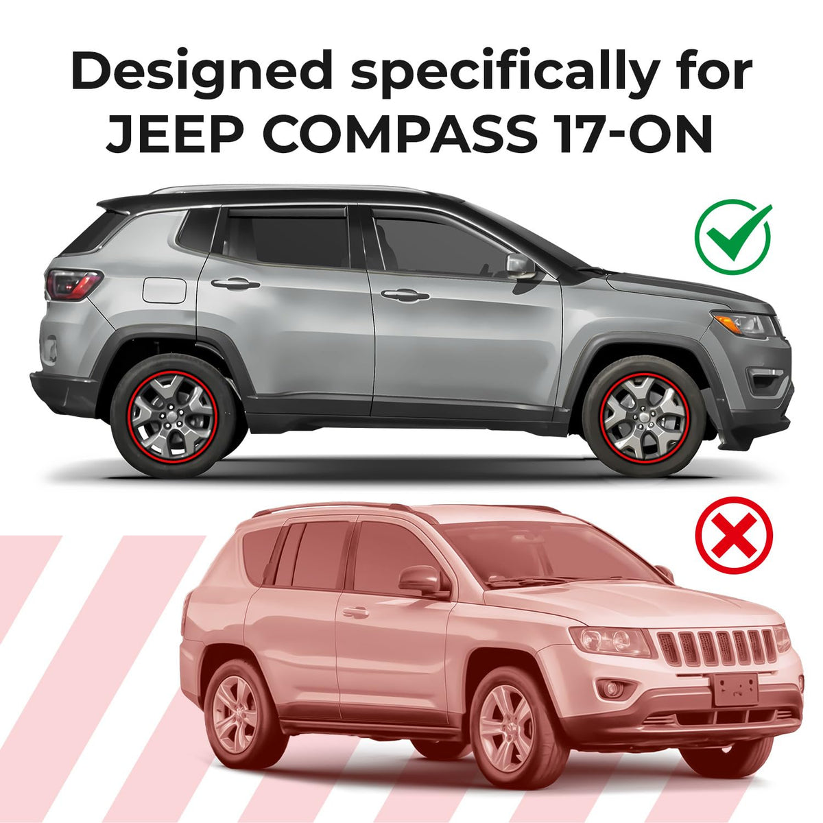 Window Deflectors Smoke Tinted In (For Compass 17-27)