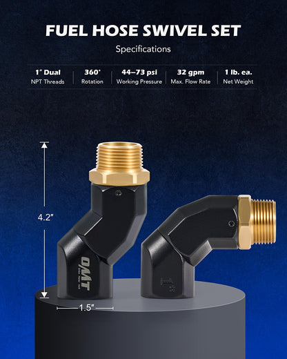 OMT 2pcs 1" NPT Fuel Hose Nozzle Swivel Kit (2PCS 1"NPT)