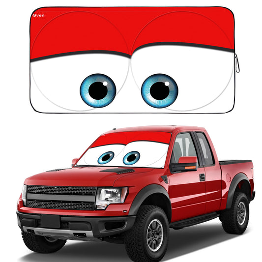 Truck Windshield Sun Shade for Car Windshield Cover Interior Front Window Shades Sun Visor Protector Blocks UV Rays Must (Red / X-Large (Universal Fit))
