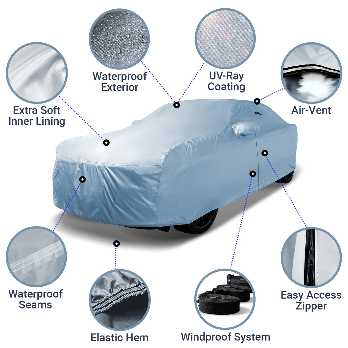 Car Cover All Weather for 1988 (70. Oldsmobile Cutlass Supreme 1988-1997 / Sky Gray)