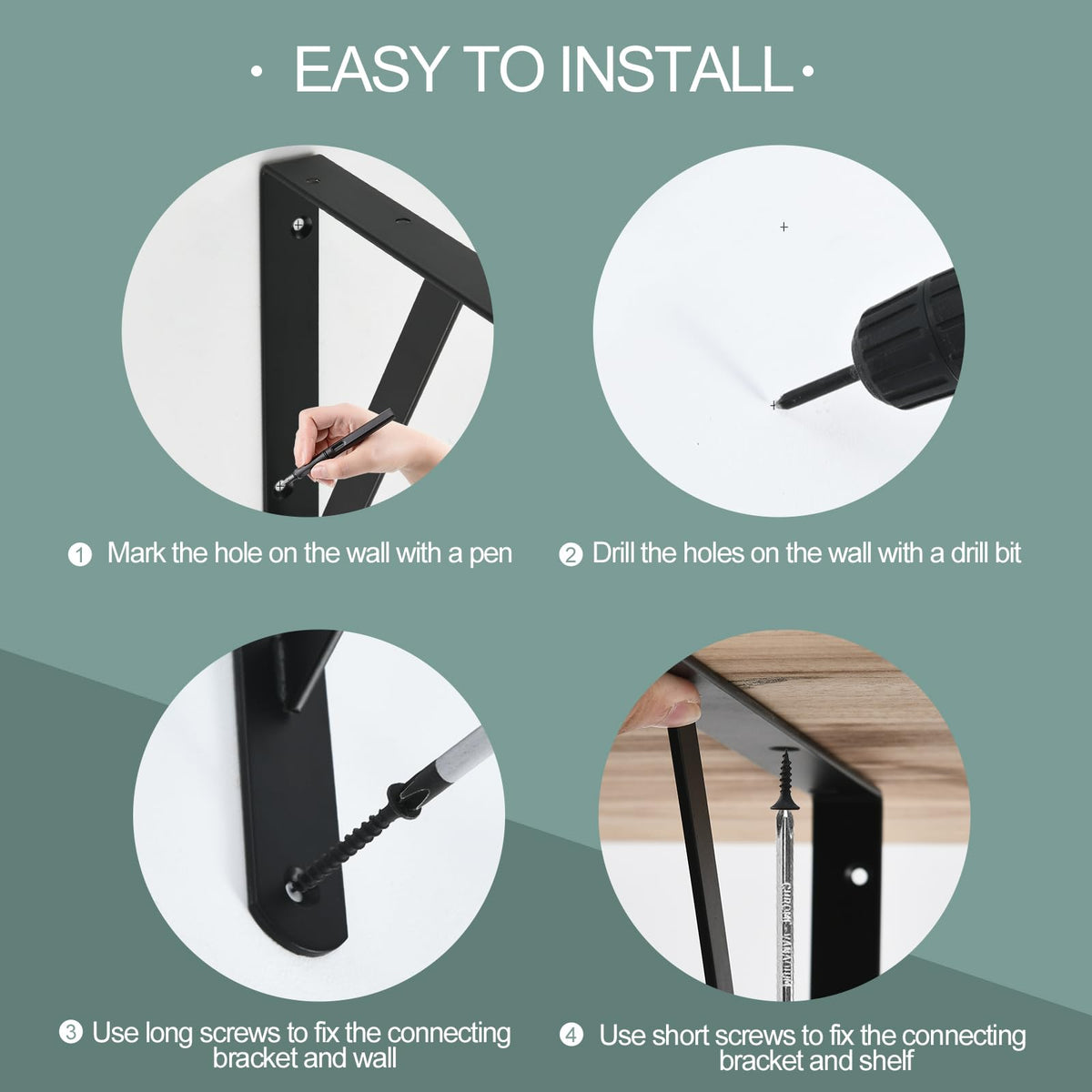 24 Pack L6 x H 4" Black Heavy Duty Shelf Brackets with Screws Metal Shelf Brackets Shelf Support Angle Brackets for Shelves L Brackets Heavy Duty Floating Shelf (24 Pack-Black / 6''x4'')
