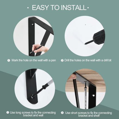 24 Pack L6 x H 4" Black Heavy Duty Shelf Brackets with Screws Metal Shelf Brackets Shelf Support Angle Brackets for Shelves L Brackets Heavy Duty Floating Shelf (24 Pack-Black / 6''x4'')