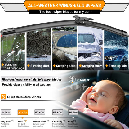 Windshield Wiper Blade Replacement for Ford Focus 2012 (28"+28"+12")
